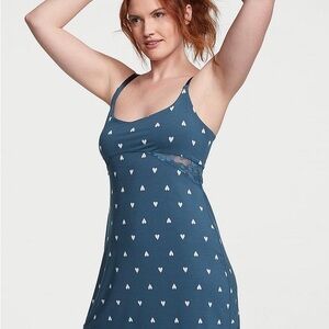 Victoria's Secret Blue and White Polka Dot Chemise XS